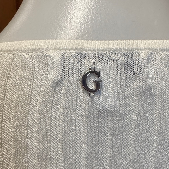 Guess Eco size medium NWT Cream V-Neck Women's Sweater cardigan tank look - Picture 10 of 13